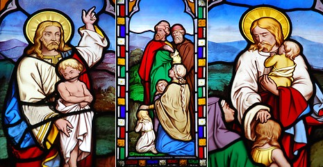 Image showing Religious stained glass window collection