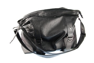 Image showing Black woman leather bag on white