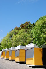 Image showing Yellow kiosks at the park