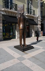 Image showing Fernando Pessoa statue in Lisbon
