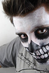 Image showing Creepy skeleton guy (Carnival face painting)