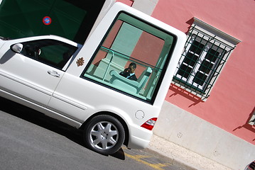 Image showing Papamobil waiting for Pope Benedict XVI