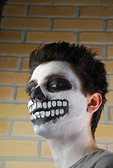 Image showing Portrait of a creepy skeleton guy (Carnival face painting)