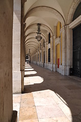 Image showing Commerce square arcades in Lisbon