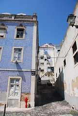 Image showing Abandoned residential building/alley in Lisbon