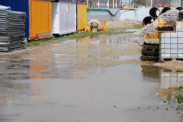 Image showing Flooded construction site