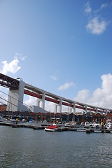 Image showing Lisbon's docks under April 25th bridge