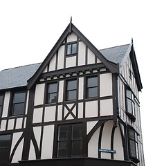 Image showing Black and white tudor house (isolated)