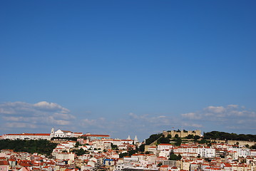 Image showing Lisbon cityscape with Sao Jorge Castle and Graça Church