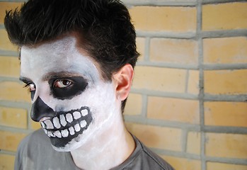 Image showing Portrait of a creepy skeleton guy (Carnival face painting)