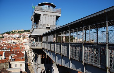 Image showing Lisbon cityscape with Castle and Santa Justa Elevator