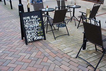 Image showing Restaurant tables and menu