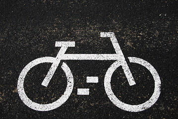 Image showing Asphalt with bicycle sign