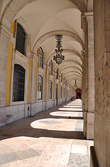 Image showing Commerce square arcades in Lisbon