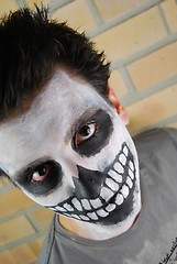 Image showing Portrait of a creepy skeleton guy (Carnival face painting)