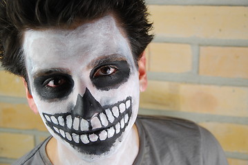 Image showing Portrait of a creepy skeleton guy (Carnival face painting)