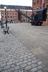 Image showing Railway crane on Gloucester docks