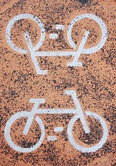 Image showing Asphalt with bicycle signs