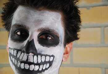 Image showing Portrait of a creepy skeleton guy (Carnival face painting)