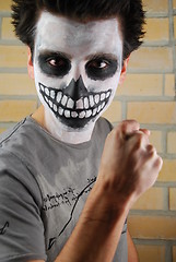 Image showing Portrait of a creepy skeleton guy (Carnival face painting)