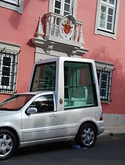 Image showing Papamobil waiting for Pope Benedict XVI