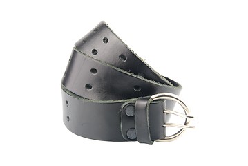 Image showing Black man leather belt on white