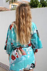 Image showing Girl dressed in kimono