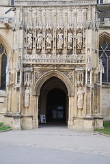 Image showing Entrance of Gloucester Cathedral (sculptures detail)