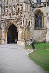 Image showing Entrance of Gloucester Cathedral (sculptures detail)