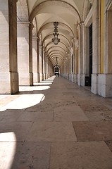 Image showing Commerce square arcades in Lisbon