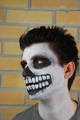 Image showing Portrait of a creepy skeleton guy (Carnival face painting)