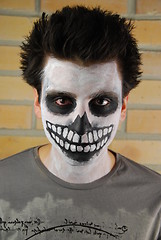 Image showing Portrait of a creepy skeleton guy (Carnival face painting)