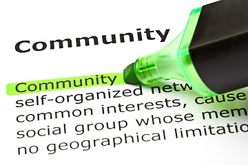 Image showing 'Community' highlighted in green