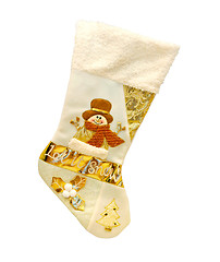 Image showing Gold Christmas sock