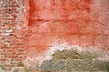 Image showing weathered red wall