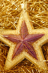 Image showing Christmas golden star decoration detail