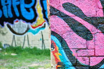 Image showing stone wall graffiti