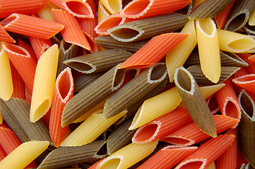 Image showing penne tricolore pasta background