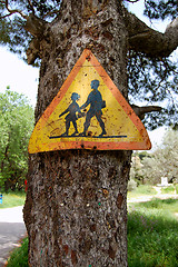 Image showing rusty warning sign