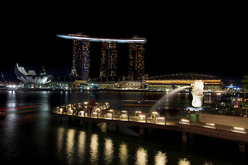 Image showing Singapore Merlion Park at Night