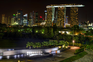 Image showing Singapore Skyline View from Marina Barrage