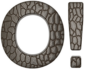 Image showing Alligator skin font exclamation mark and O letter