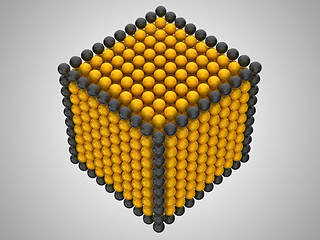 Image showing Golden and black spheres or beads cube shape