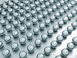 Image showing Large group of pearls in rows