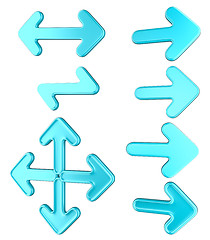 Image showing Blue arrows collection or set isolated 