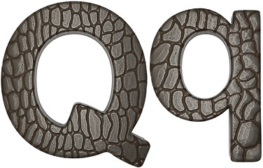 Image showing Alligator skin font Q lowercase and capital letters