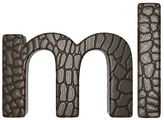 Image showing Alligator skin font m and l lowercase letters