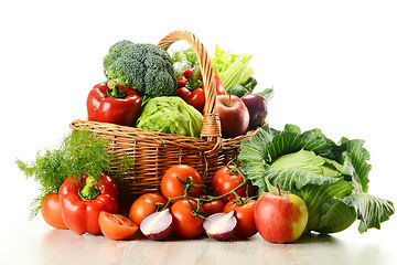 Image showing Vegetables in wicker basket