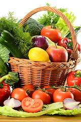 Image showing Vegetables in wicker basket