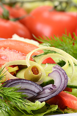 Image showing Composition with vegetable salad with olives